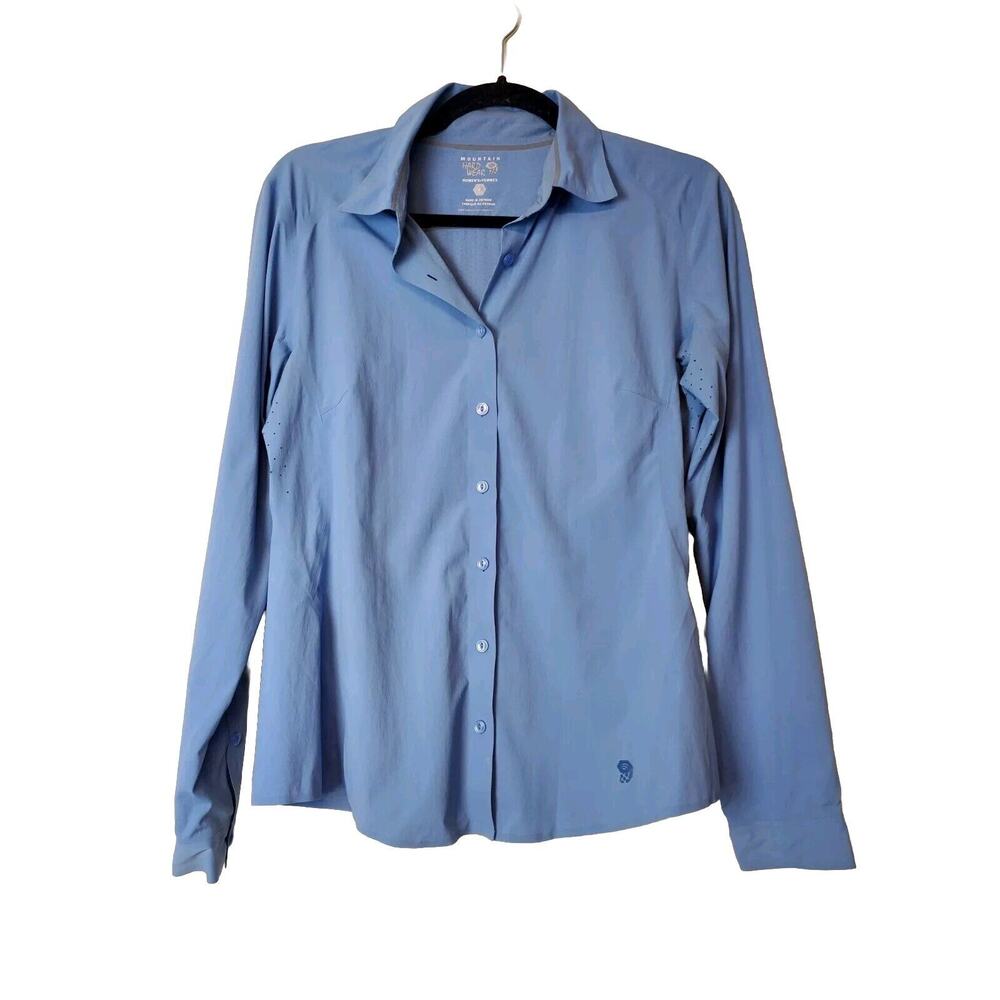 Mountain Hardwear 4 Women Blue Button‎ Up Top Outdoor Vented Fishing Camping Sm.